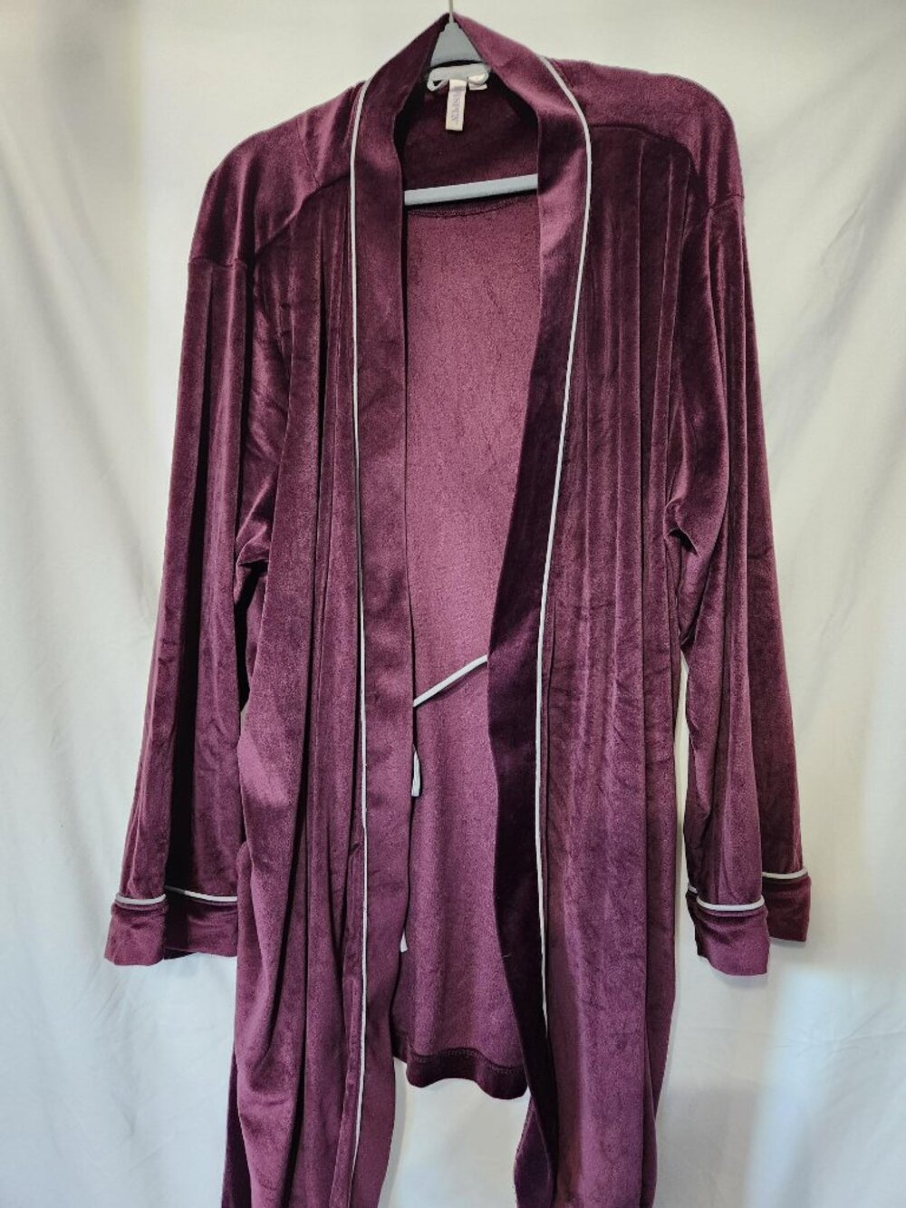 Joyspun Plush Velour Robe 2X Burgundy Purple Belted Lounge Robe